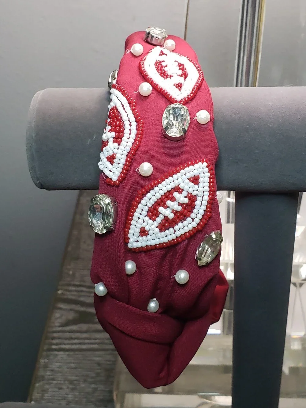 Maroon & White Football Headband
